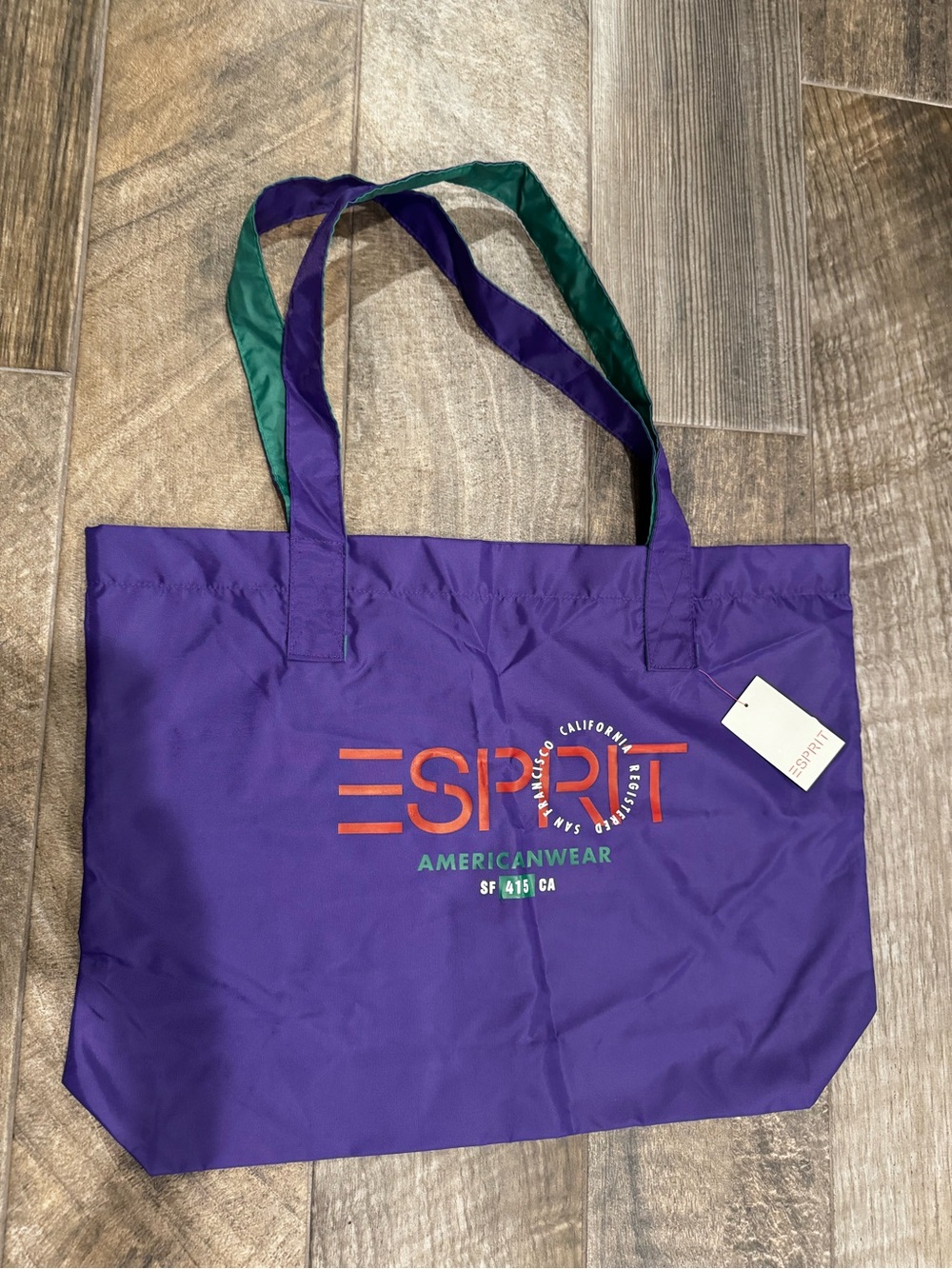 Esprit Purple Tote with Green Reversible Handles